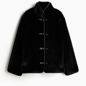HM black fluffy jacket size S